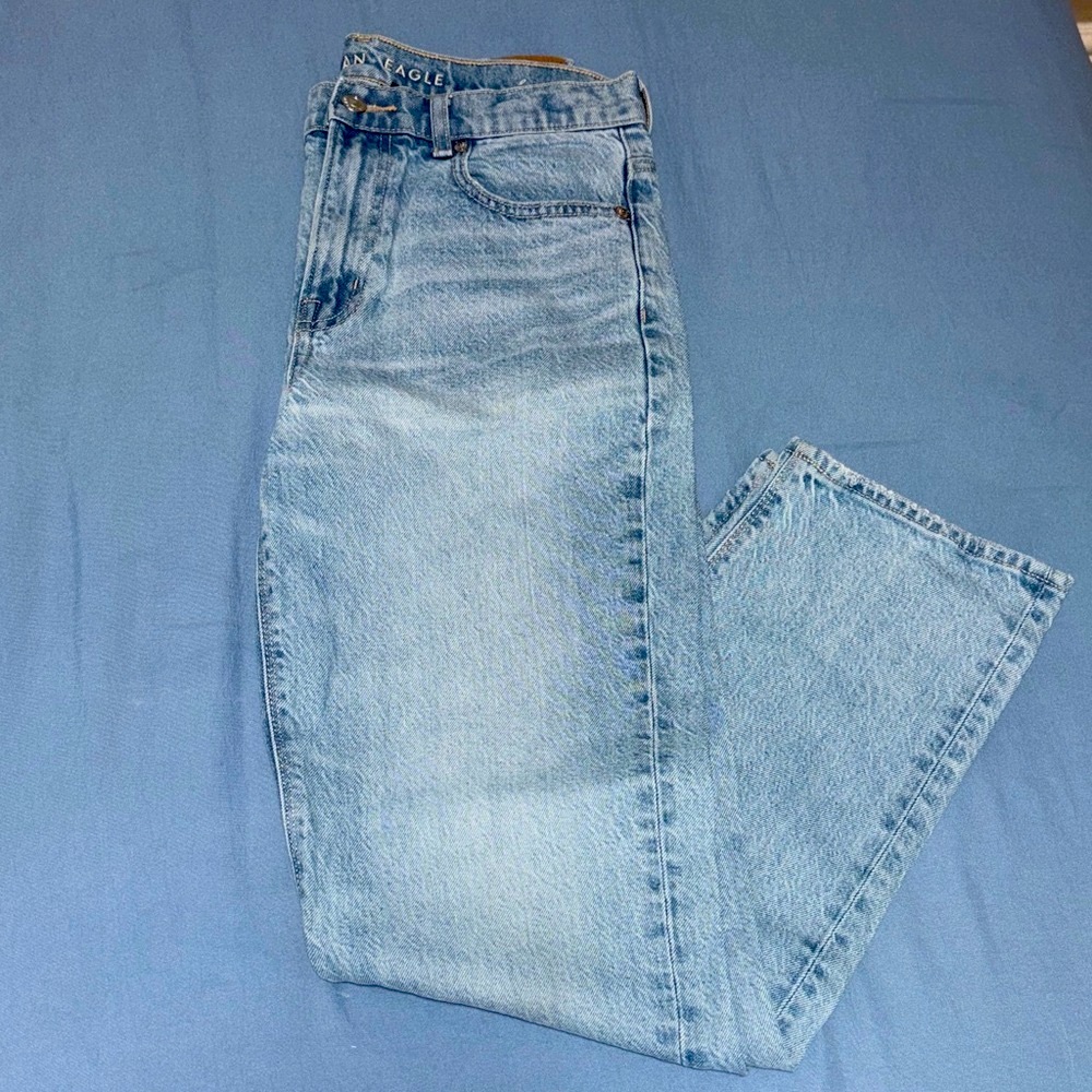 American Eagle Outfitters Light Blue Super Hi-Rise Ankle Straight Jeans